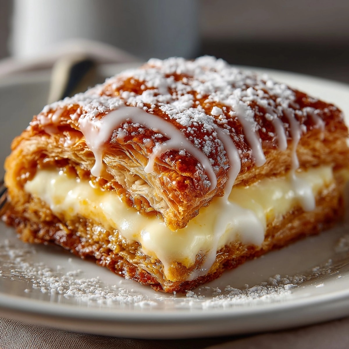 A close-up of freshly baked pumpkin spice cream cheese pastries, featuring a delightful pumpkin filling.