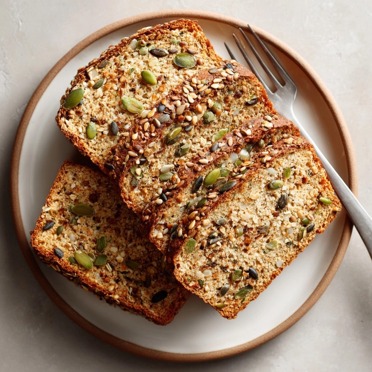 This homemade multigrain sandwich bread has a perfect crust and is ready to be sliced and enjoyed.
