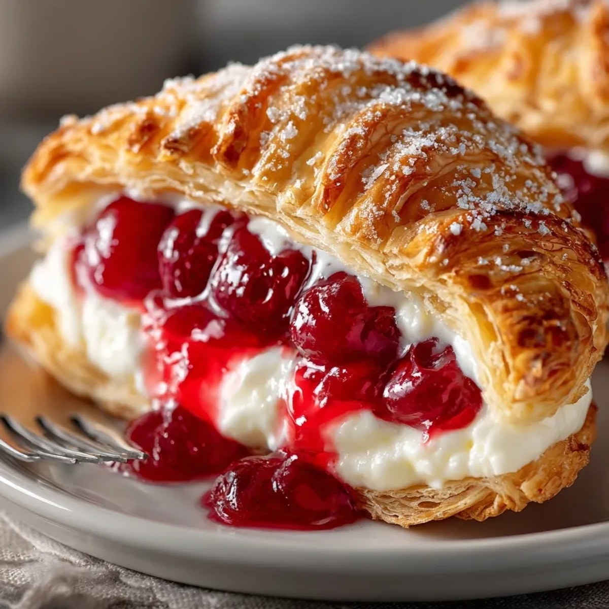 Golden, flaky Cherry Cheese Empanada Puffs, offering a sweet, creamy, and fruity bite perfect for dessert.