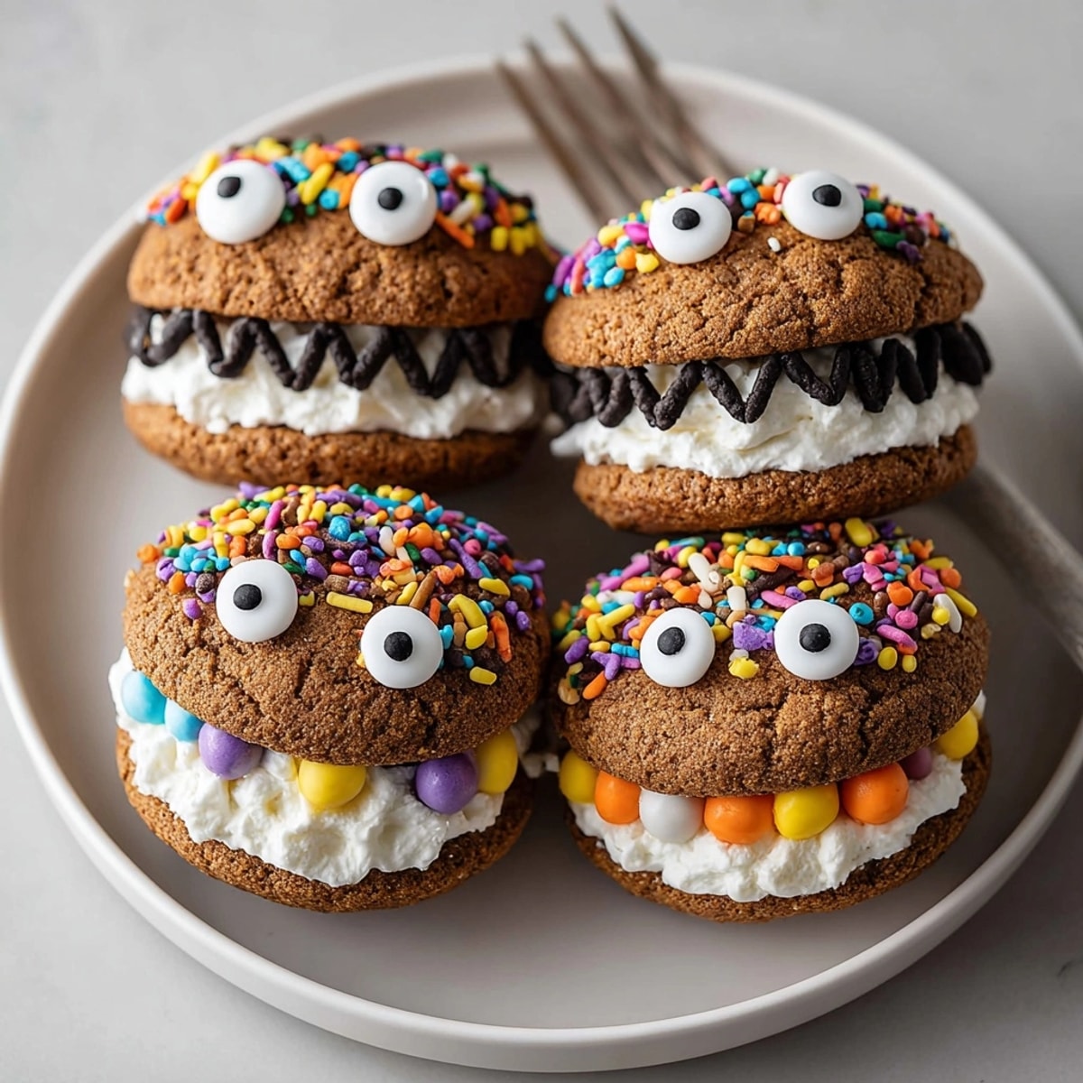 Bite into homemade Pumpkin Spice Whoopie Pies, a creamy, decorated treat perfect for chilling.