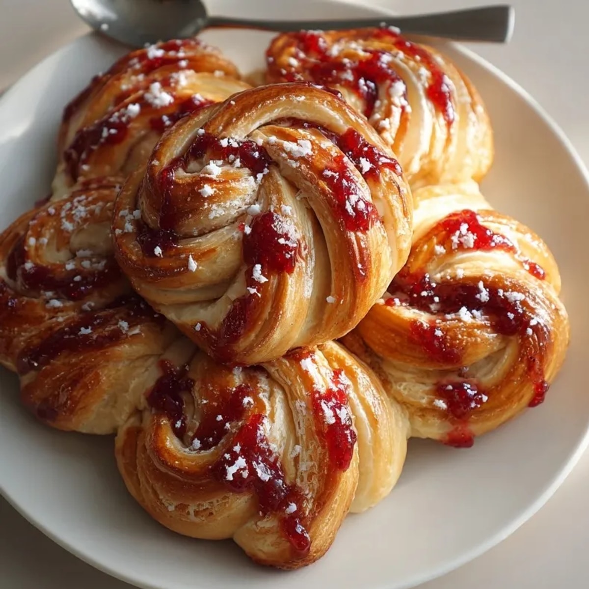 Spooky Halloween Cinnamon Roll “Intestines” with a dripping, sweet, raspberry glaze.