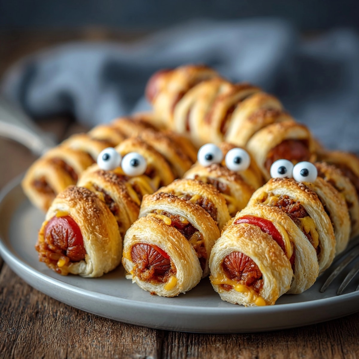 Kid-friendly: Crispy Mummy Crescent Hot Dogs, easily made with crescent dough "bandages."