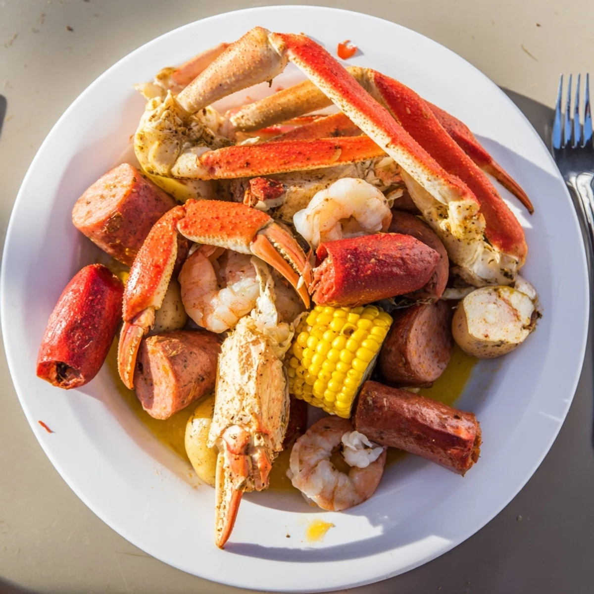 Golden-brown crab legs and plump shrimp featured in this delicious seafood boil recipe.