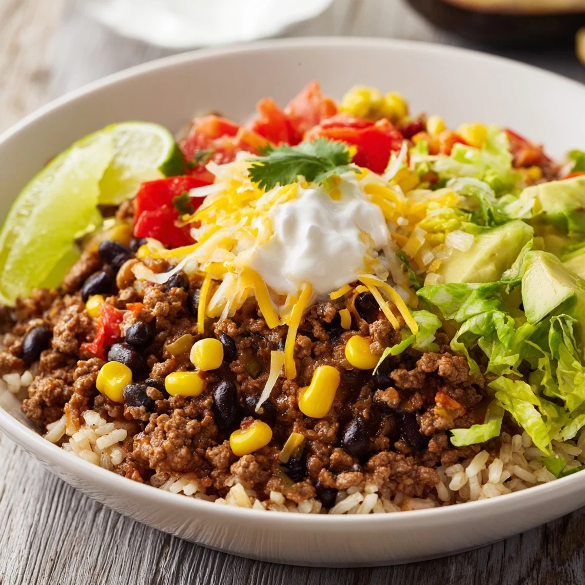 Tender beef, spicy beans, and fresh veggies create a perfect loaded beef burrito bowl.