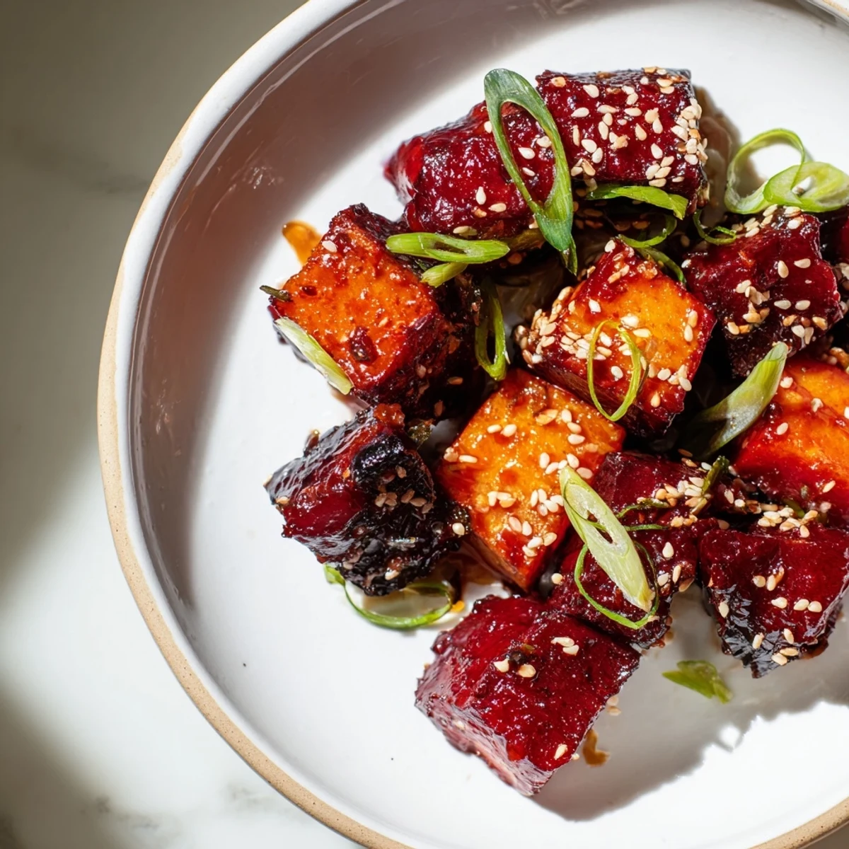 Vibrant, caramelized miso roasted winter vegetables: tender root veggies in a sweet and savory sauce.