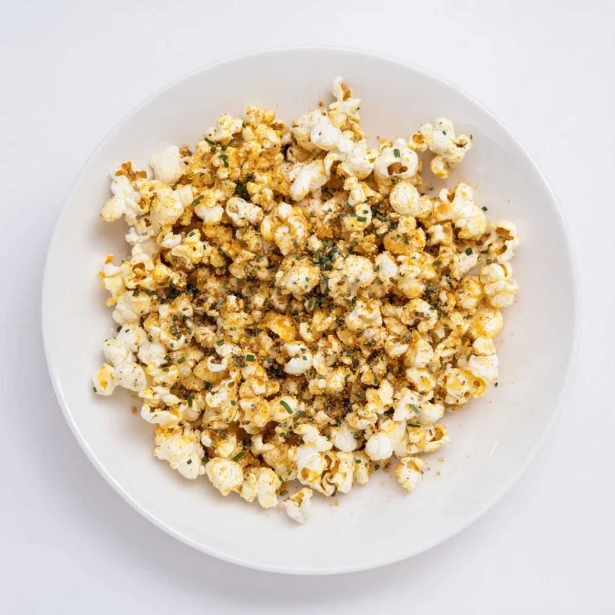 A close-up of delicious savoury popcorn mixes boasting a variety of flavorful seasonings and textures.
