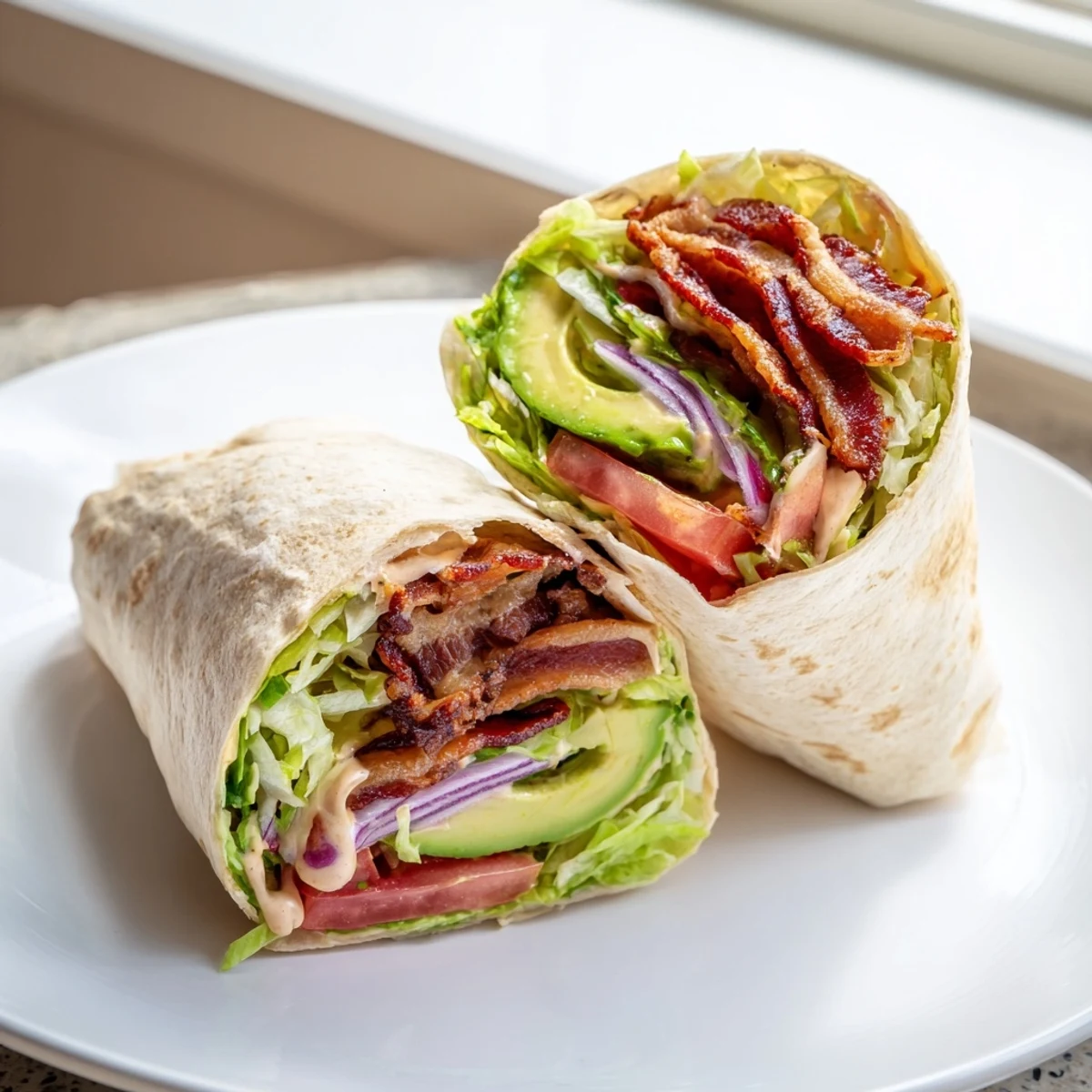 Crispy bacon and fresh veggies fill these zesty BLT wraps with creamy chipotle mayo.