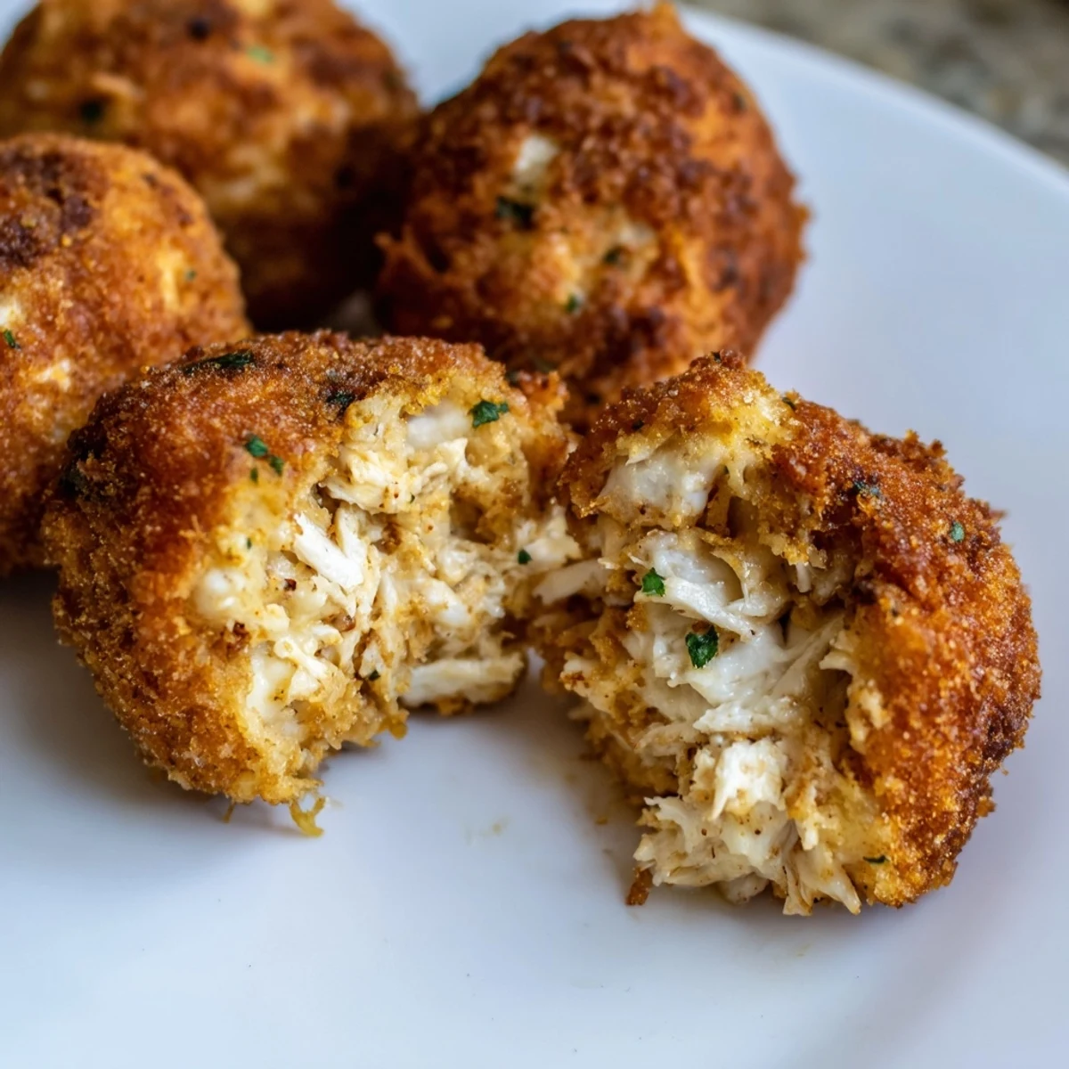 Golden-brown air fryer spicy ranch chicken croquettes, with a crispy breadcrumb coating ready to enjoy.
