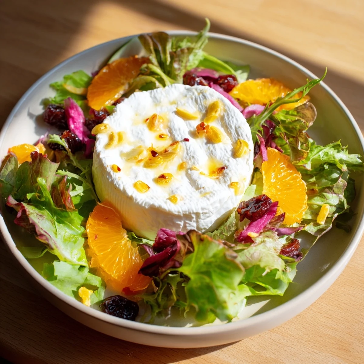 Freshly tossed Spiced Honey and Date Goat Cheese Salad bursting with flavors of cinnamon and honey.