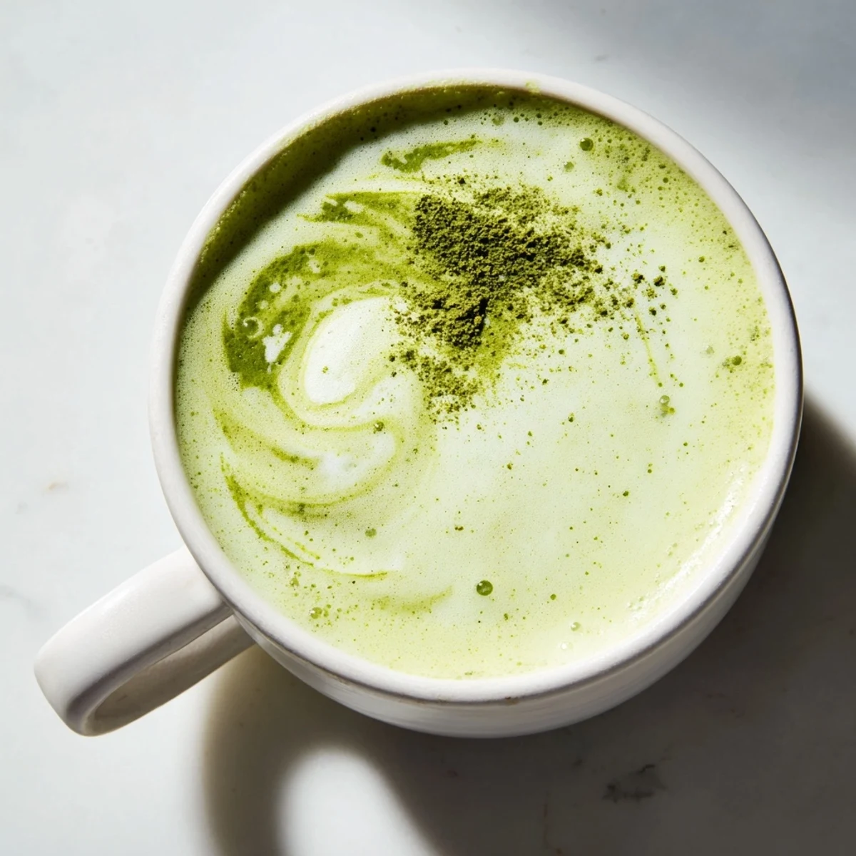 Steaming Coconut Ginger Matcha Winter Immunity Latte, a vibrant green beverage, ready for the perfect cozy day.