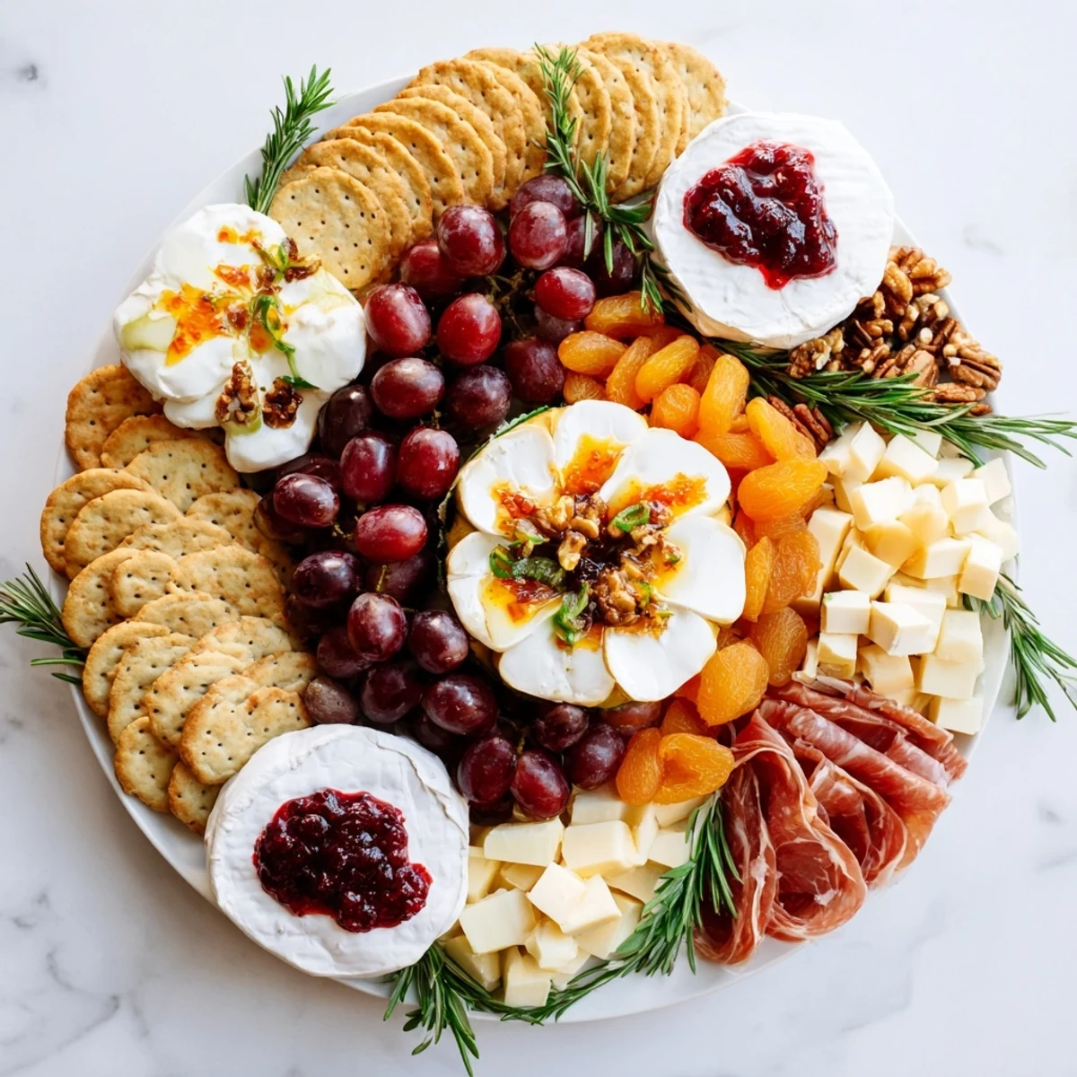 Festive Cranberry Wreath Platter, a visually appealing appetizer, featuring a ring of cranberries and cheeses.