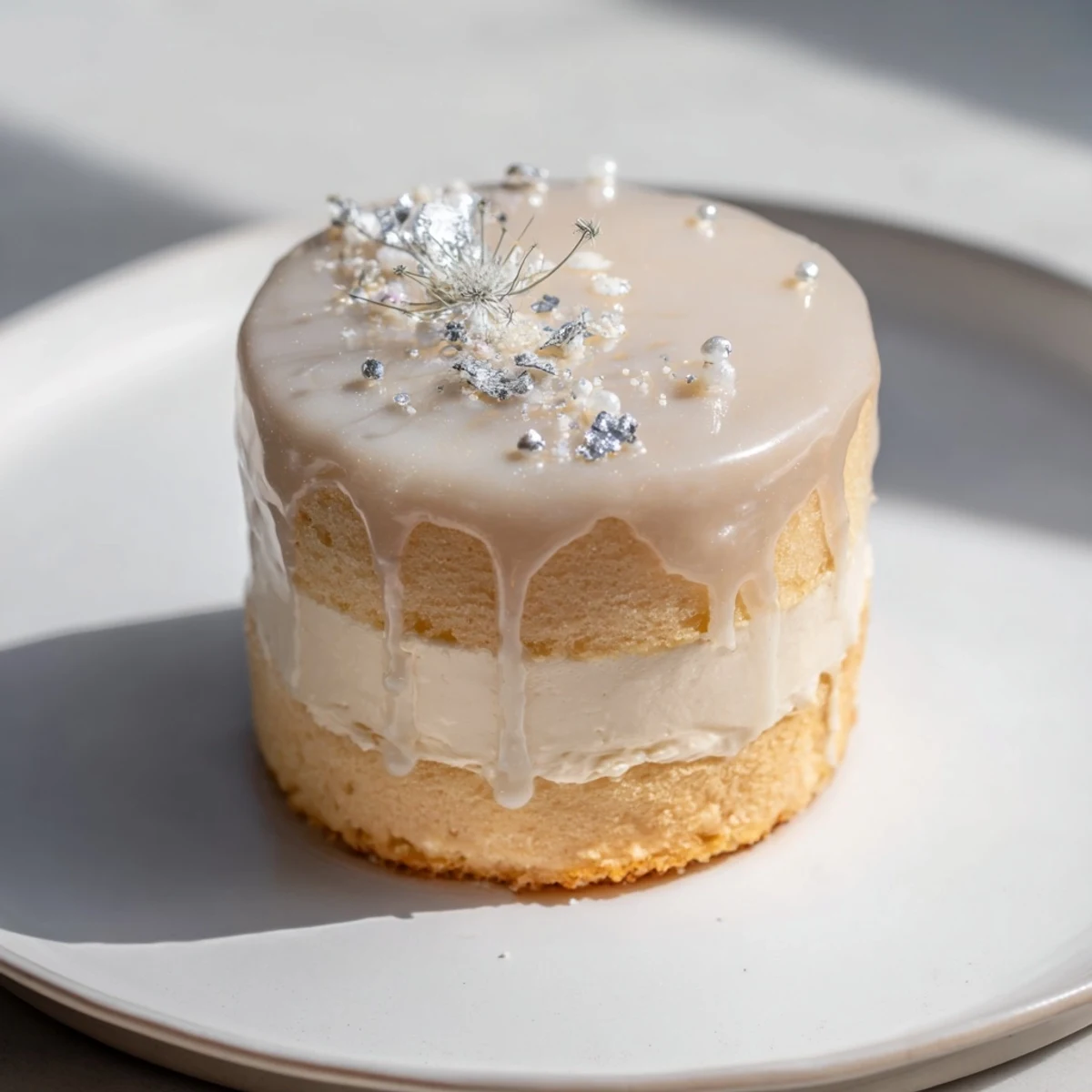This elegant Diamond Ring Engagement Cake features layers of delicious cake with a stunning, glittering glaze.