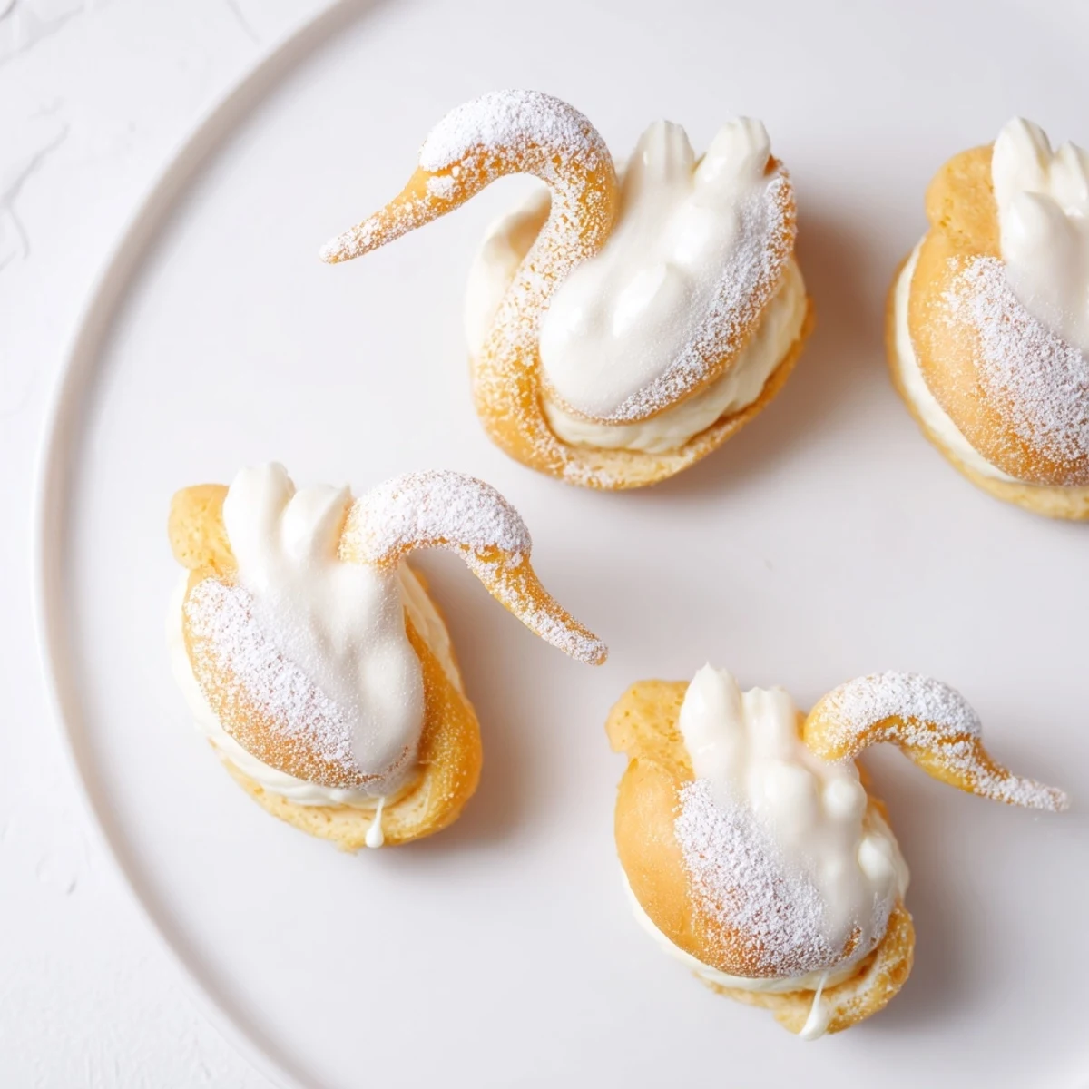 These vanilla-cream-filled Elegant Swan Petit Fours shine with a glossy fondant, delightful and sweet.