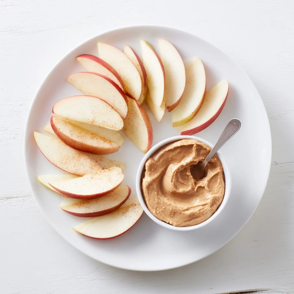 Enjoy the easy recipe: sweet apple slices with irresistible peanut butter dip.