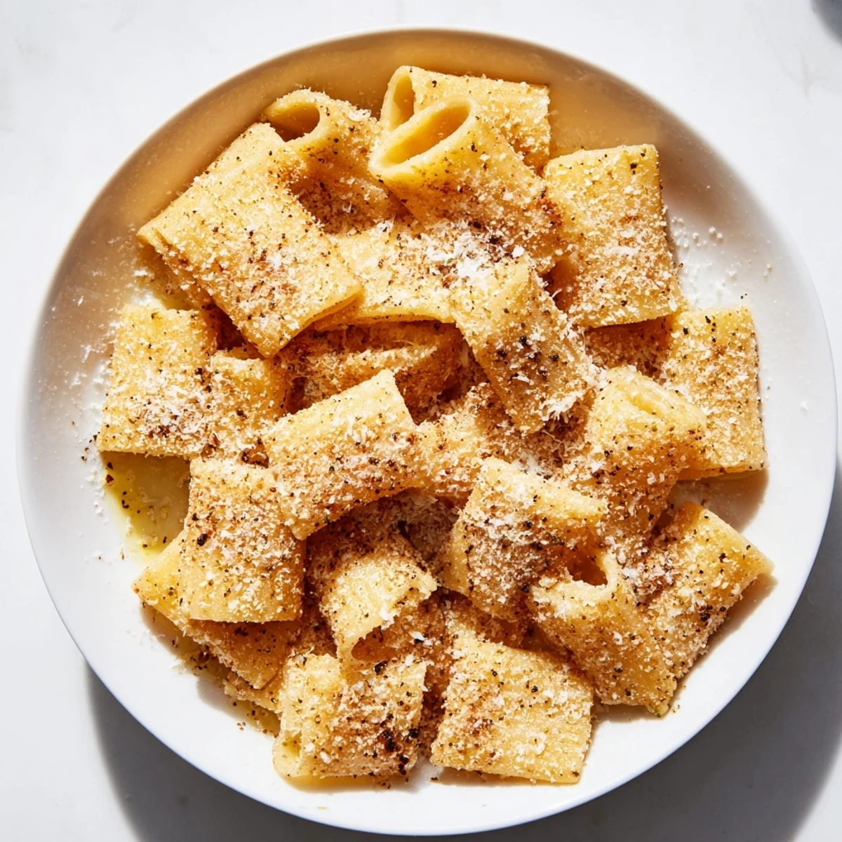 Golden, crispy pasta chips, perfectly seasoned and air-fried for a delicious snack.
