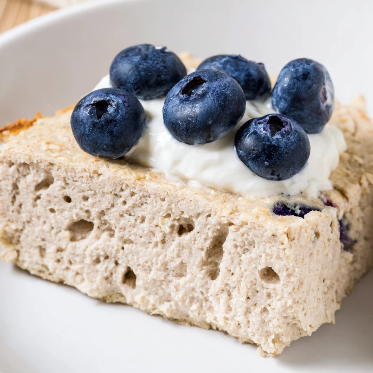 Golden-brown Protein Pancake Oats, baked until fluffy, perfect for a protein-packed breakfast.