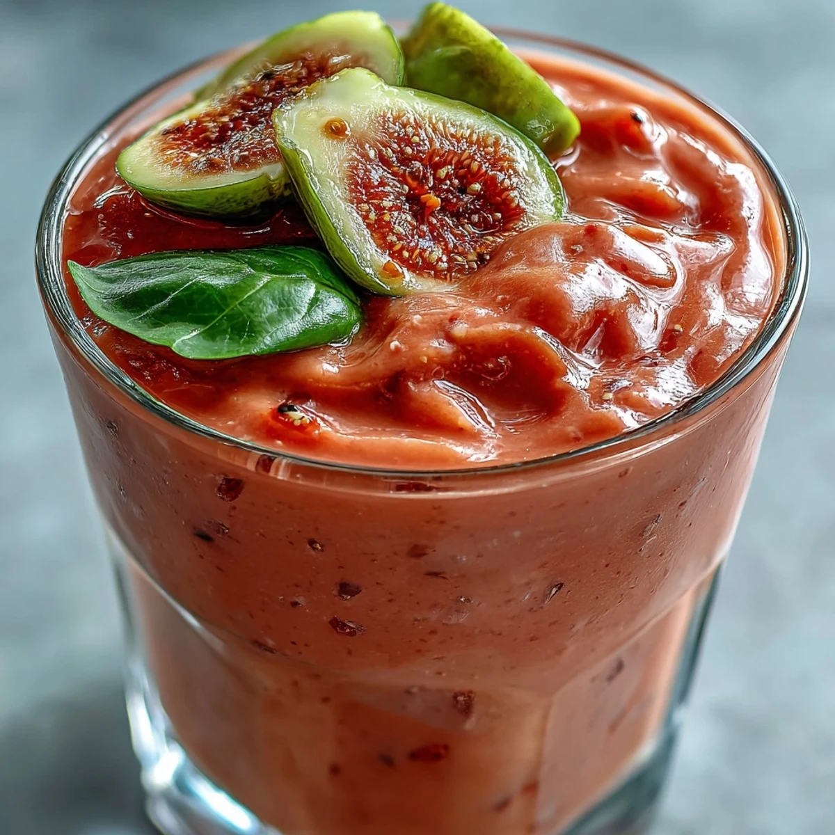 Vibrant Guava Banana Smoothie blended with ripe bananas and guava served over ice.