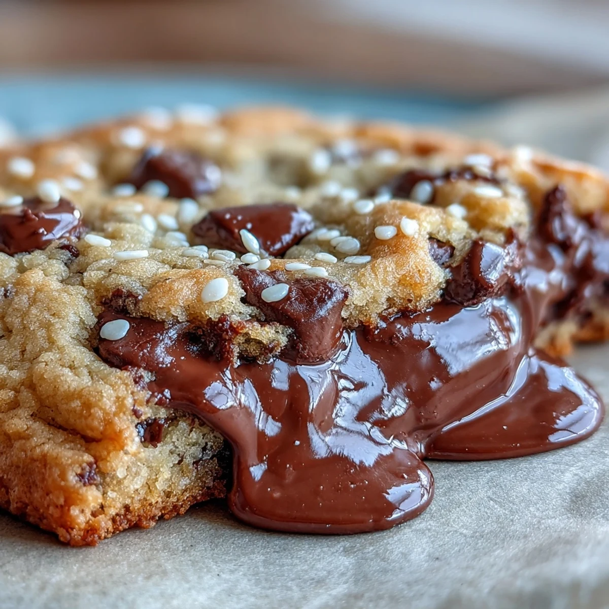 Nutty tahini and rich dark chocolate chips blend in chewy cookies with a golden-brown finish.