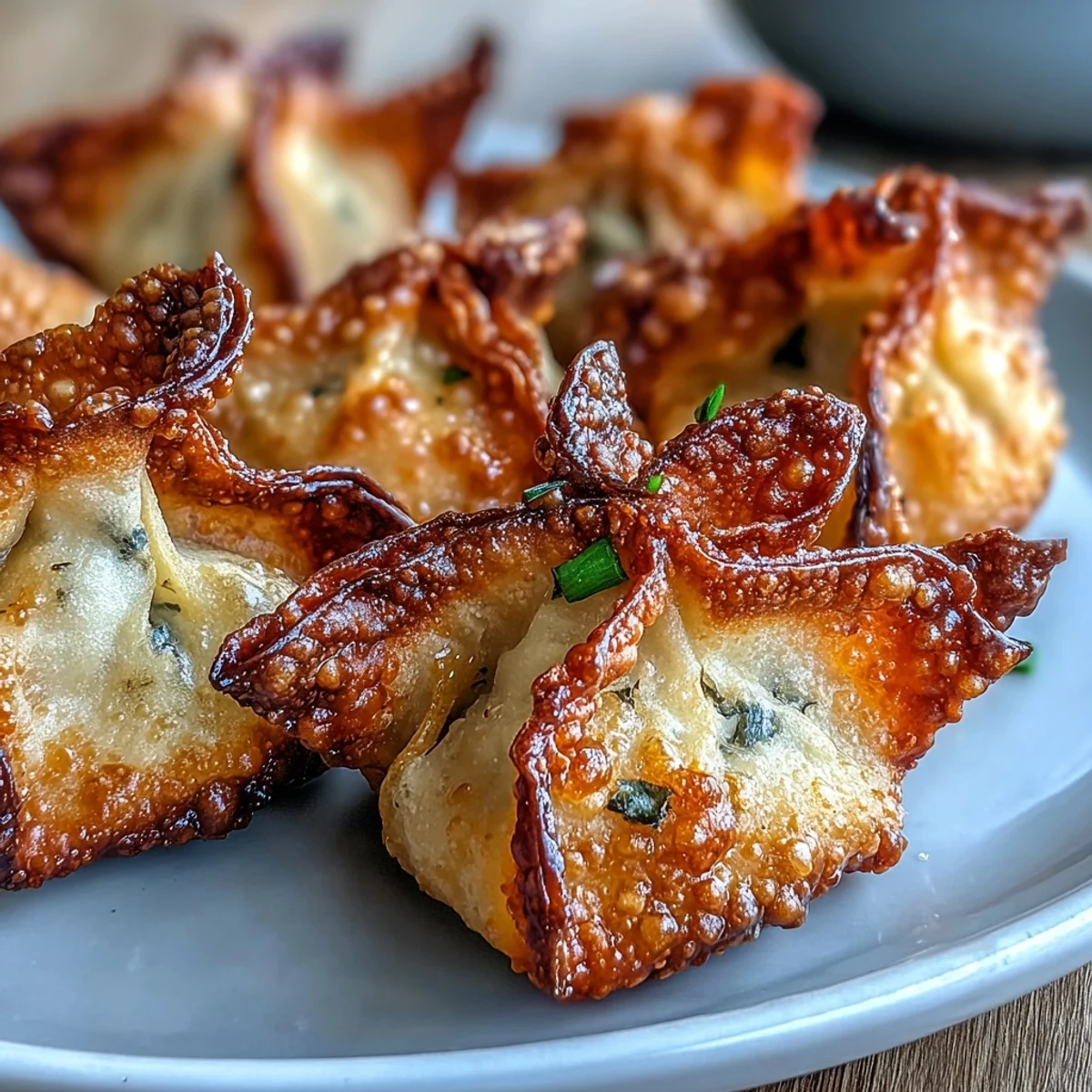 Crispy air-fried dumplings filled with juicy pork and vegetables, paired with aromatic soy ginger dipping sauce for dipping.  