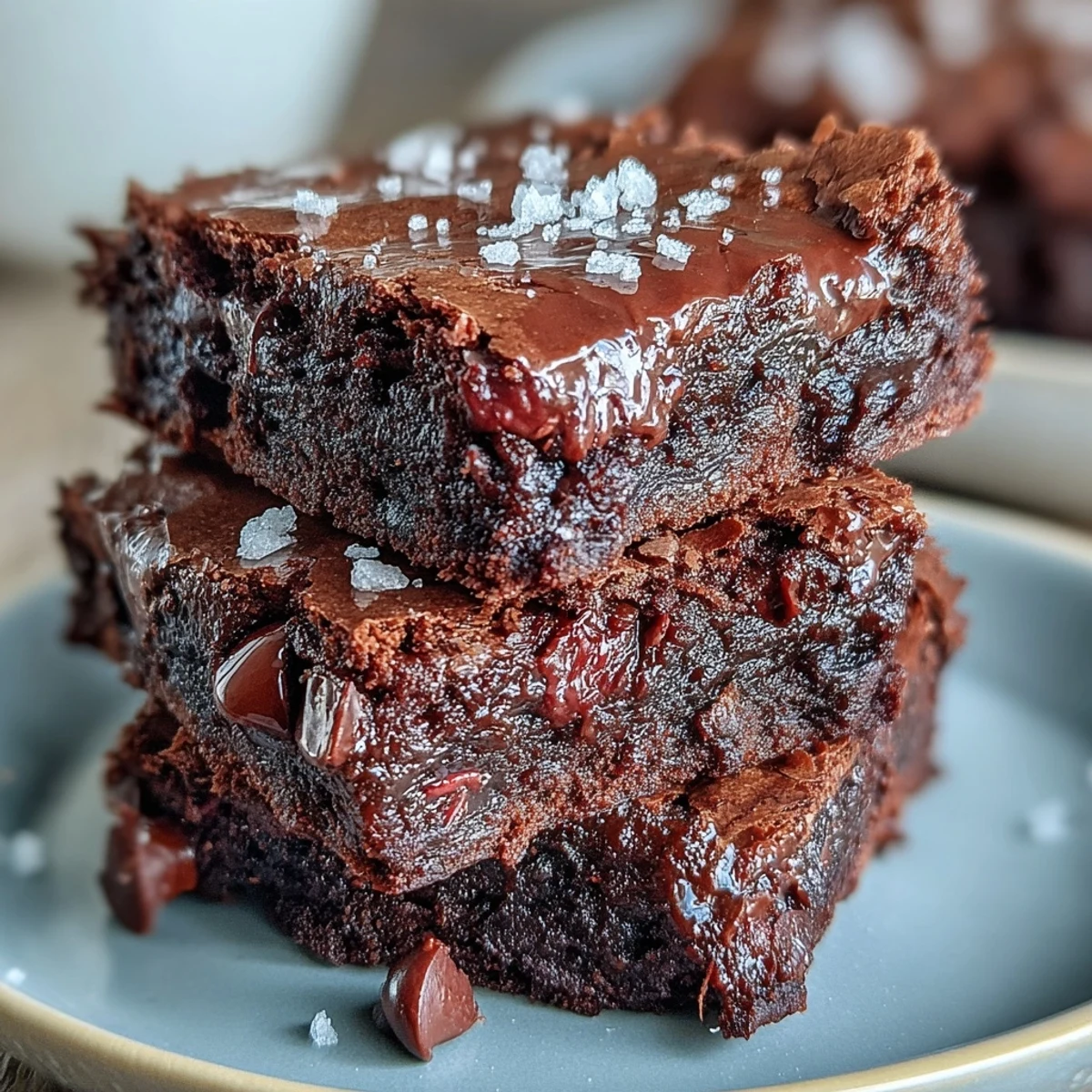 Gooey sourdough discard brownies, baked to perfection and topped with flaky sea salt for a sophisticated, flavorful twist.