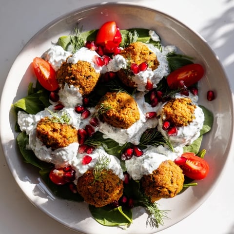 Festive Falafel & Tzatziki Christmas Wreath Wrap, a colorful and delicious vegetarian holiday main course.