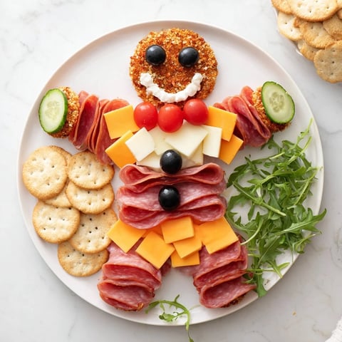 Savory gingerbread man charcuterie with colorful meats, cheeses, olives, and fresh vegetables ready to enjoy.