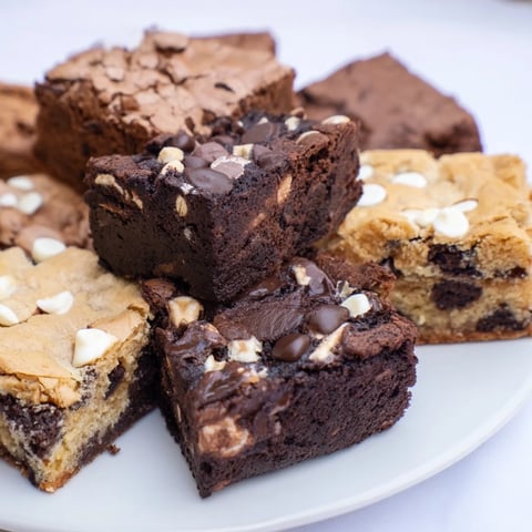 Decadent Dessert Platter with a beautiful arrangement of brownie and blondie squares for sharing.
