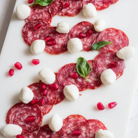 Festive holiday Candy Cane Zigzag charcuterie board with sliced salami, cheeses, and fresh garnishes, ready to serve.