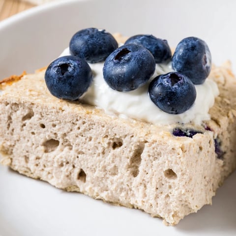 Golden-brown Protein Pancake Oats, baked until fluffy, perfect for a protein-packed breakfast.