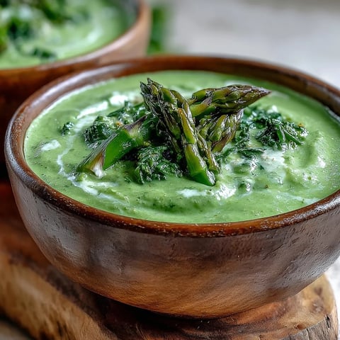 Creamy Big Green Immunity-Boosting Vegetable Soup with spinach and broccoli garnished with lemon.