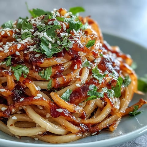 Golden roasted swede ribbons glisten over tender rice noodles, all coated in a sweet, spicy gochujang dressing in this Gochujang Swede Noodles main dish.