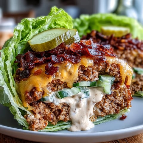 Keto cheeseburger lettuce wraps with pickles and secret sauce, juicy beef patties wrapped in crisp lettuce and topped with tangy pickles and creamy sauce.