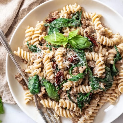 Deliciously rich sundried tomato beef creamy pasta, perfect for weeknight dinners.  
