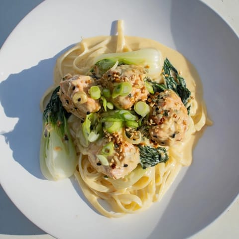 Miso Butter Salmon Pasta