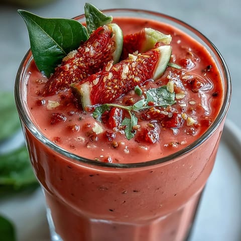 Creamy Guava Banana Smoothie in a glass garnished with fresh guava and banana slices.