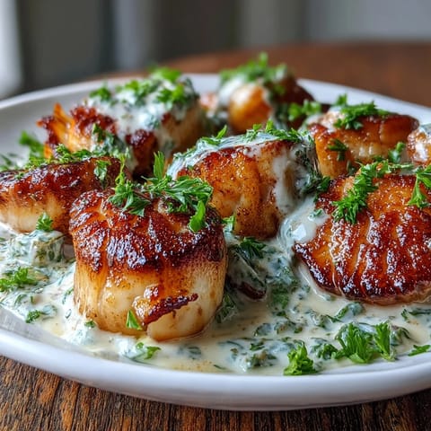 Tender scallops seared in a hot skillet, swimming in rich Cajun cream sauce.