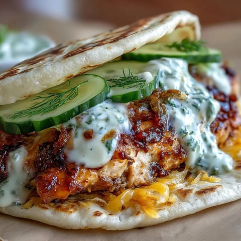Dill Pickle Ranch Smash Chicken Tacos with crispy cheese lace, smashed chicken, pickles, and ranch sauce on a plate.