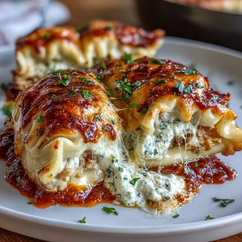 One-pan comfort food featuring savory turkey, tender cabbage, and soft dumpling wrappers baked in rich marinara.  