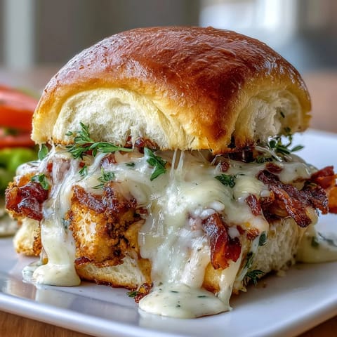 Miniature Derby Day Hot Brown sliders with turkey, bacon, and creamy Mornay sauce on soft rolls, baked until golden and bubbling.