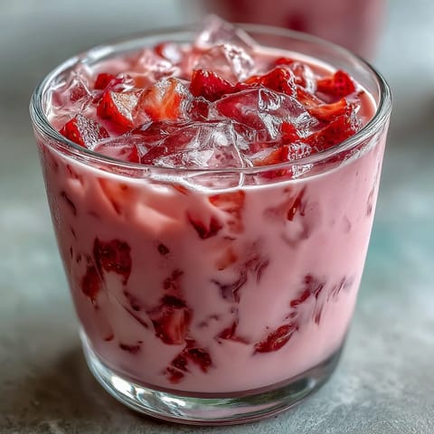 Vibrant pink Pink Starburst Refresher with creamy coconut milk, fresh strawberries, and a sweet-tart berry citrus burst.