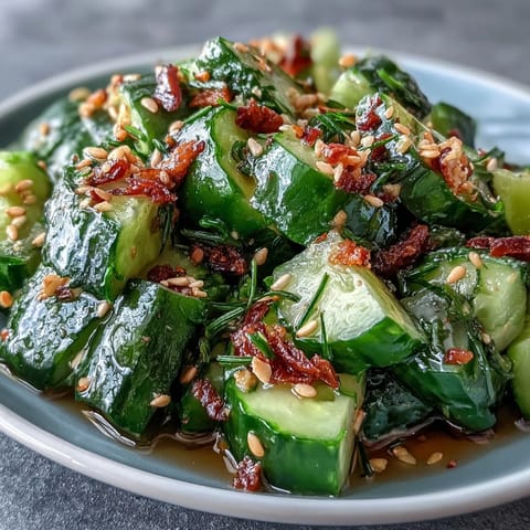 Smashed Cucumber Salad with Garlic and Chili Oil