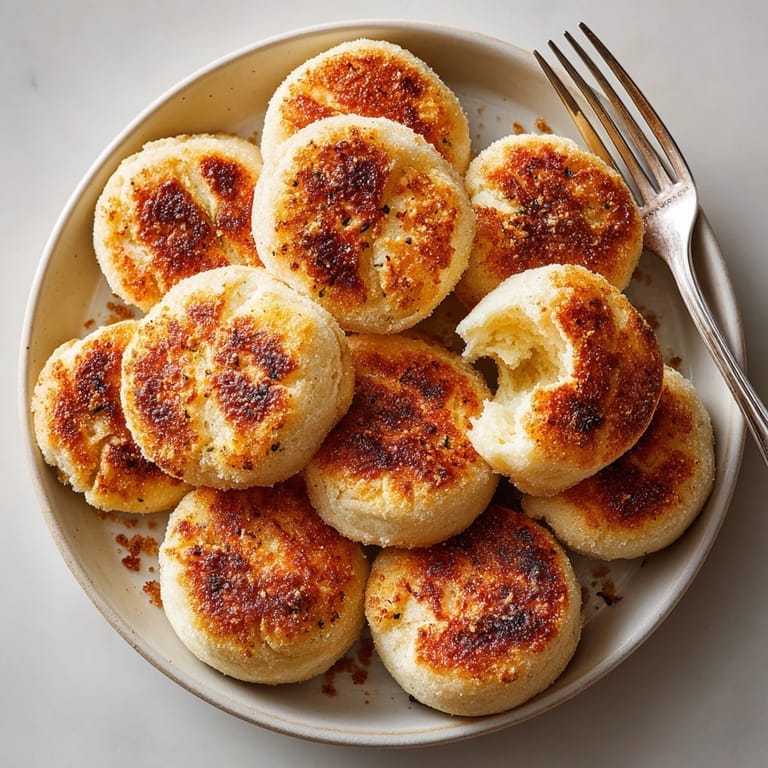 Warm, airy sourdough English muffins, showcasing a chewy texture and delicious, tangy flavor profile.