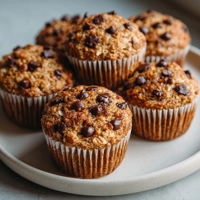Close-up of moist avocado chocolate chip muffins, showing golden tops and rich chocolate chips inside.