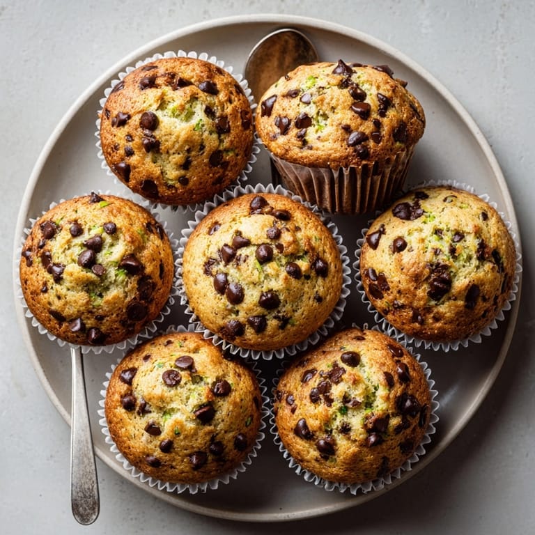 Avocado chocolate chip muffins served on a rustic plate, perfect for breakfast or afternoon snacking.