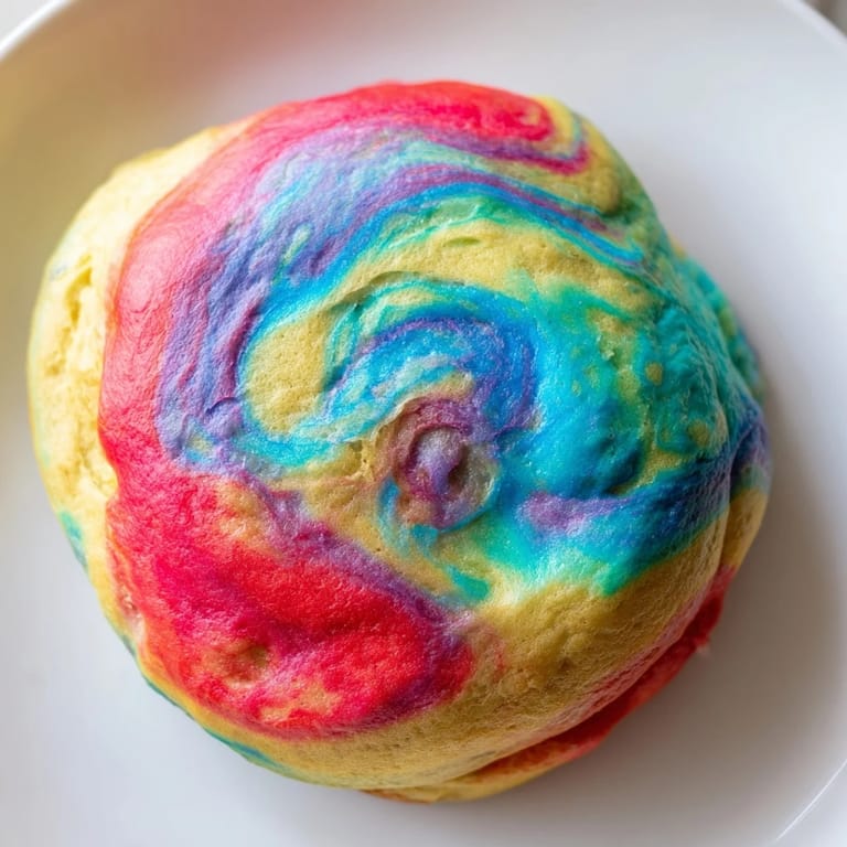 Colorful layers of Cloud Bread Rainbow Version make a delightful and airy breakfast treat.  