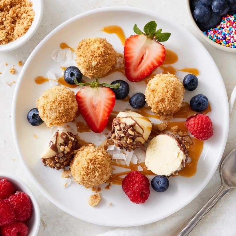 Colorful assortment of cheesecake bites and toppings for a festive and fun dessert experience.