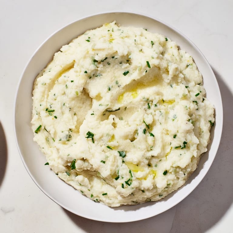 Fluffy and bright, this cauliflower mash recipe combines fresh herbs and lemon for flavor contrast.