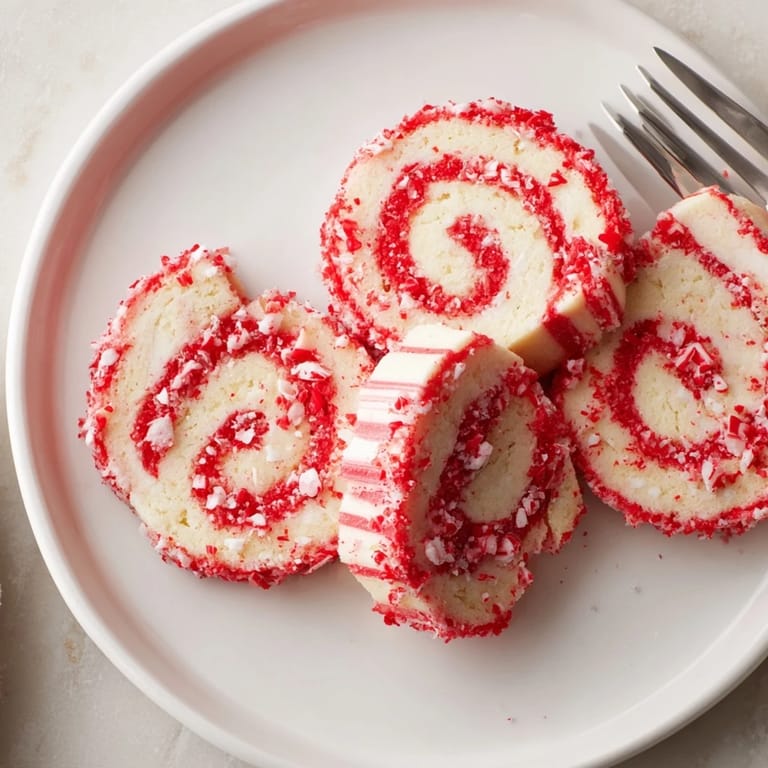 Festive Candy Cane Pinwheel Cookies with a delicate swirl, a sweet and delicious American Christmas cookie.