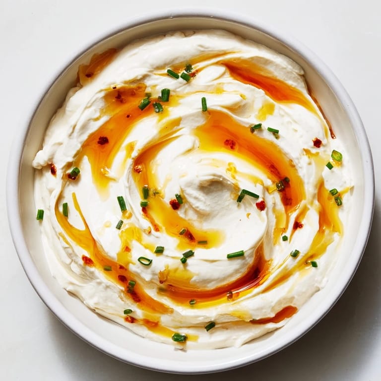 Drizzled hot honey enhances this Whipped Ricotta Dip's flavor; imagine its spicy sweetness.