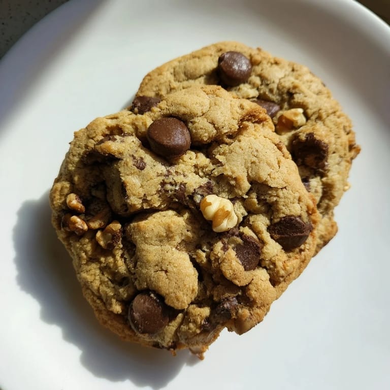 Close-up shot shows a delightful bite of a chewy protein chocolate chip cookie, bursting with flavor.
